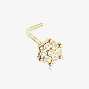 Golden Snowflake Extravagant Sparkle L-Shaped Nose Ring