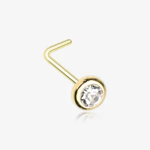 Golden Sparkle Bezel Gem L-Shaped Nose Ring