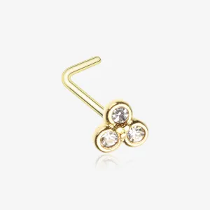 Golden Sparkle Trinity L-Shaped Nose Ring