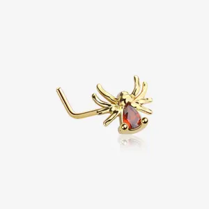 Golden Spider Sparkle L-Shaped Nose Ring