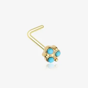 Golden Trinity Turquoise L-Shaped Nose Ring