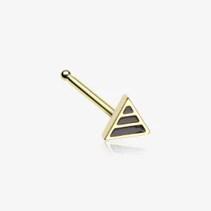 Golden Triple Black Stripe Triangle Nose Stud Ring