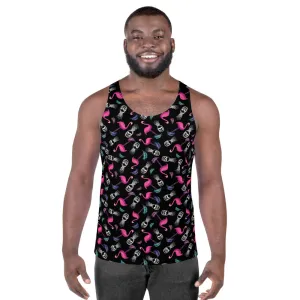 Goth Hawaiian Flamingo & Skull Pineapple Print Unisex Tank Top / All Over Print