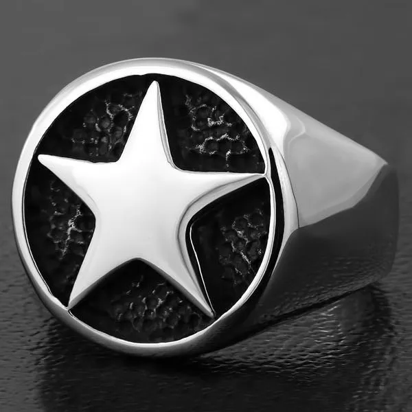Gothic Five-Point Star Stainless Steel Ring (#448)