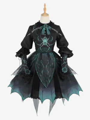 Gothic Lolita Dresses Bows Animal Print Black Black