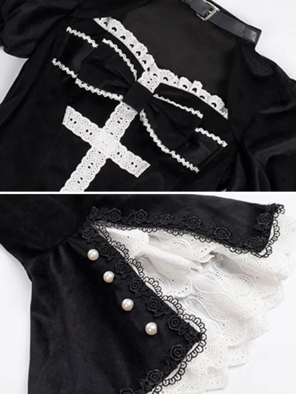 Gothic Lolita Dresses Ruffles Stripes Black