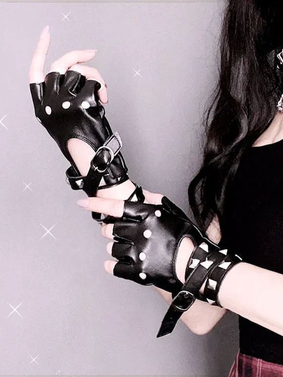 Gothic Lolita Metallic Oversleeves Rivets Metal Details Metal Miscellaneous Black Lolita Accessories