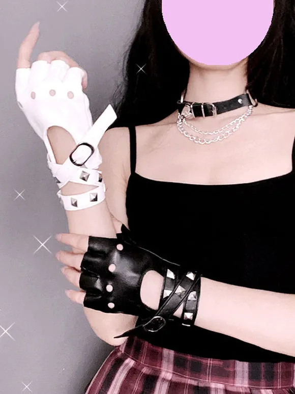 Gothic Lolita Metallic Oversleeves Rivets Metal Details Metal Miscellaneous Black Lolita Accessories