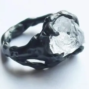 Gothic Ring Black White Irregular Crystal Rings
