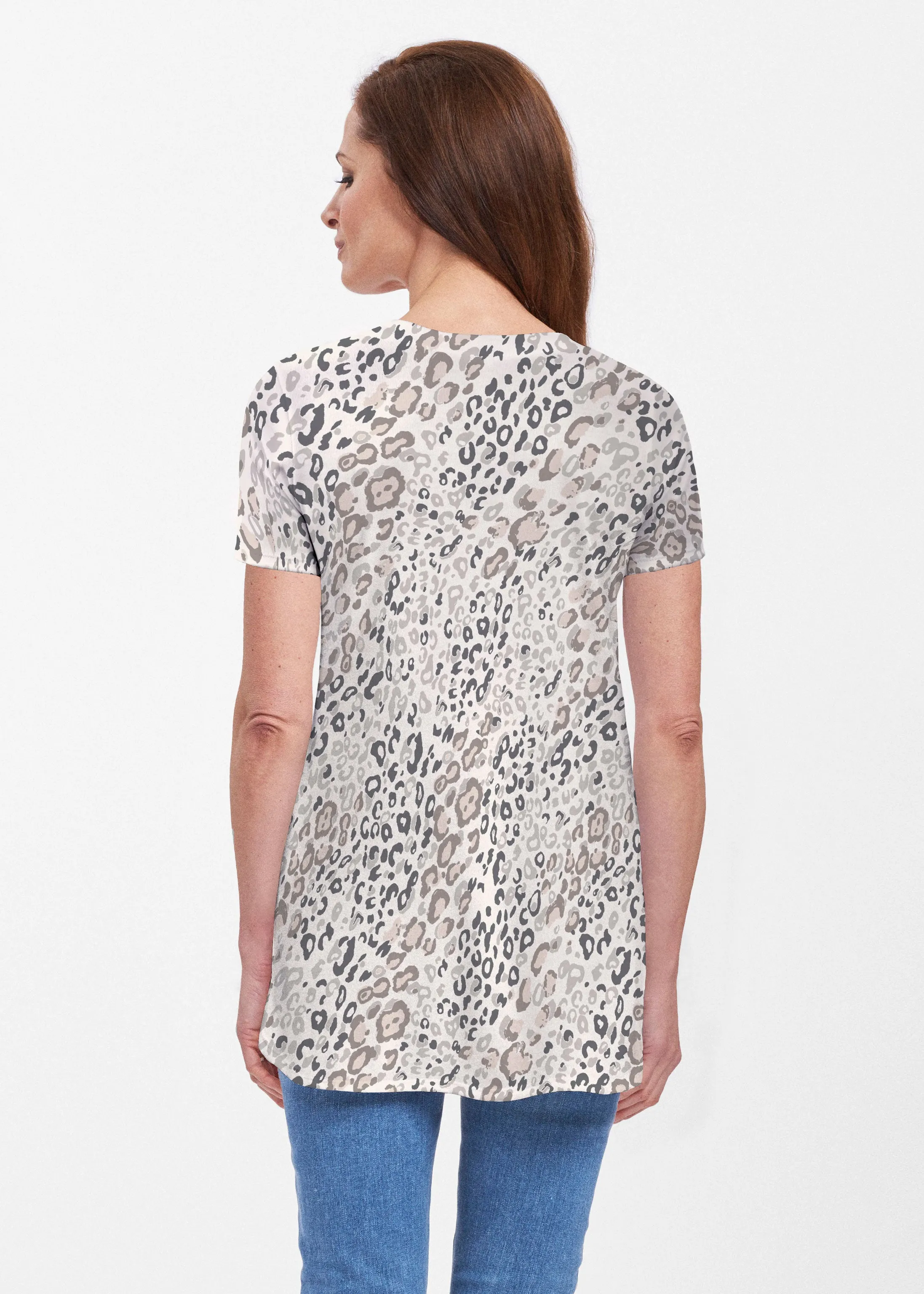 Greek Cat Grey (7752) ~ Butterknit Short Sleeve Tunic