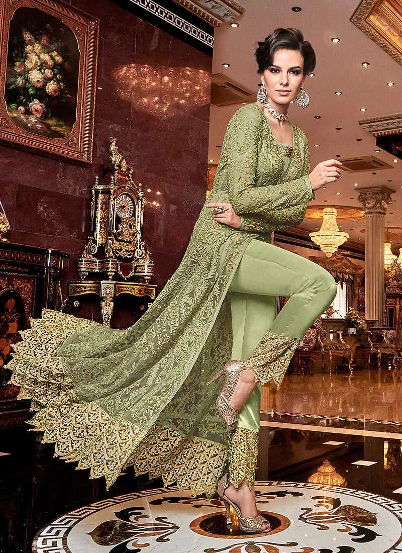Green and Gold Heavy Embroidered Lehenga