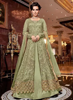 Green and Gold Heavy Embroidered Lehenga