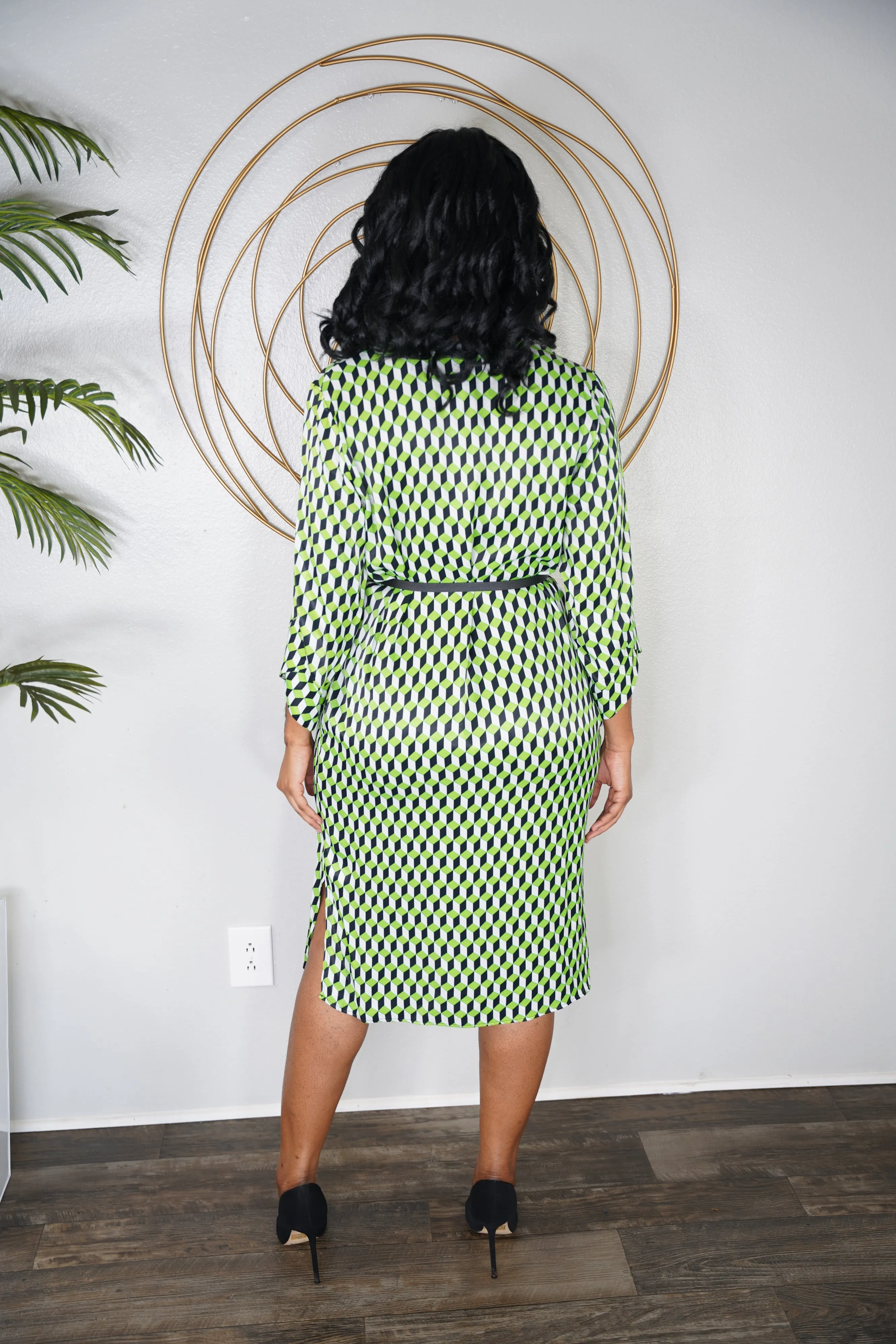 Green Pattern Modest dress