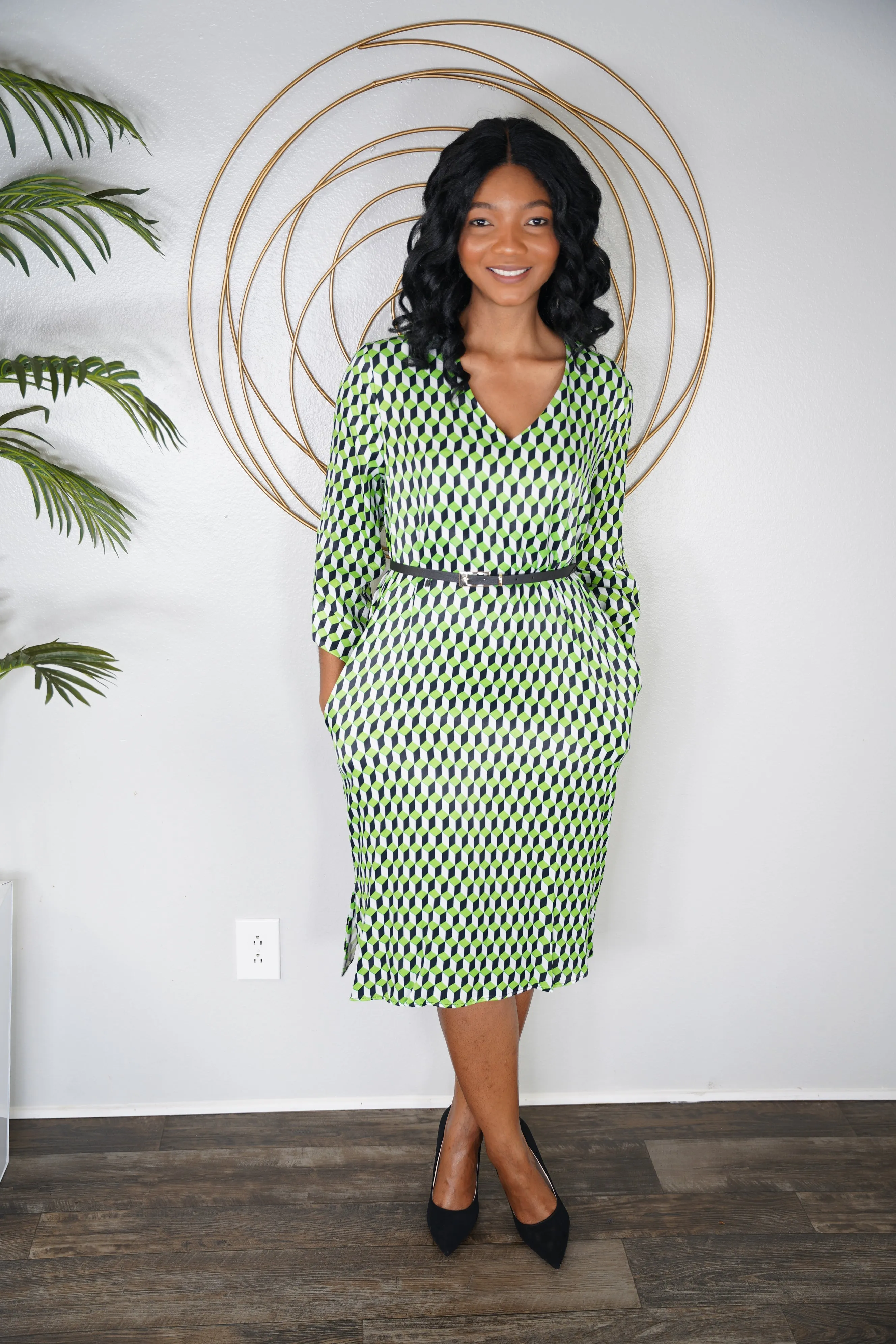 Green Pattern Modest dress