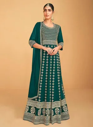 Green Sequin Embroidered Designer Kalidar Anarkali