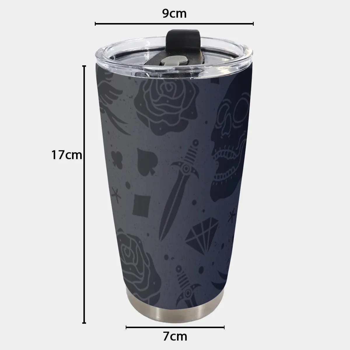 Grey Skull Goth Tumbler – 20oz