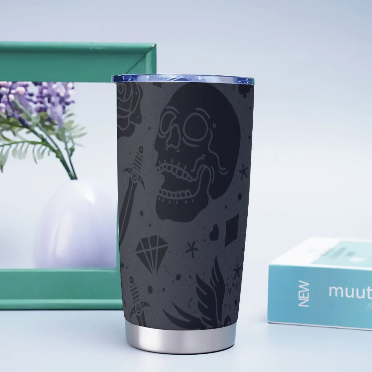 Grey Skull Goth Tumbler – 20oz