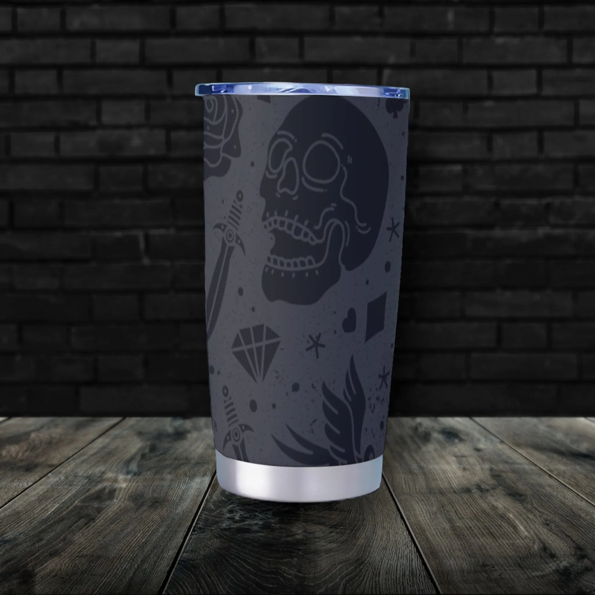 Grey Skull Goth Tumbler – 20oz