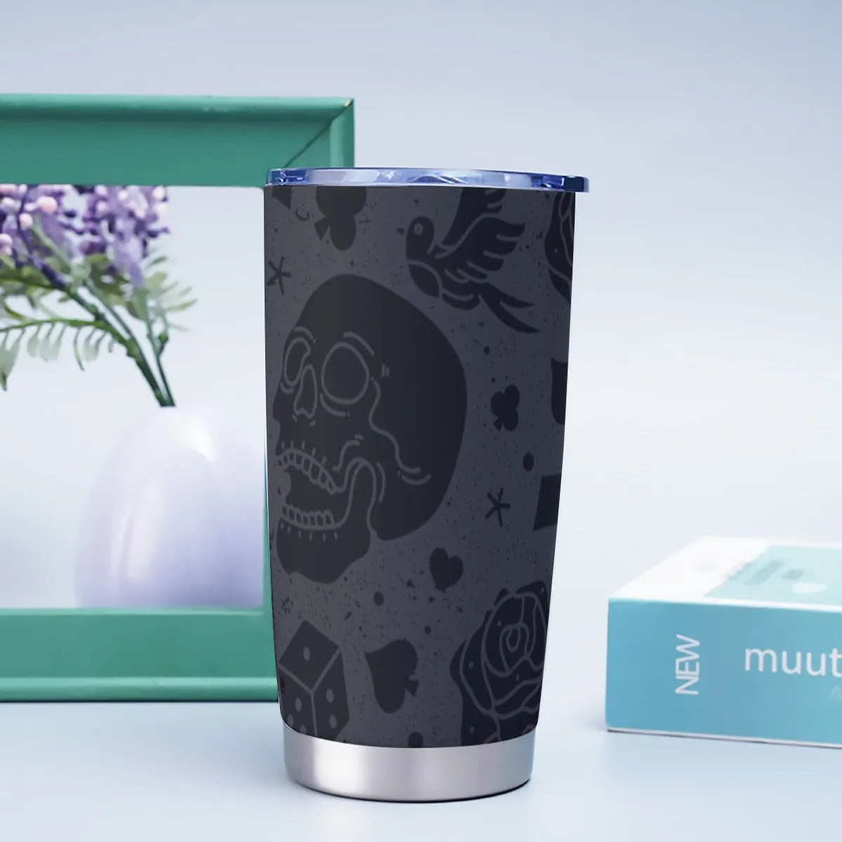 Grey Skull Goth Tumbler – 20oz