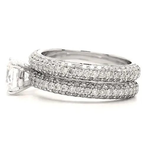 Halle - Triple Row Pavé Bridal Ring Set