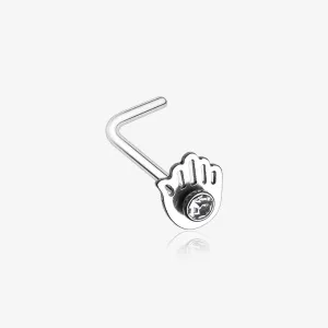 Hamsa Sparkle L-Shaped Nose Ring