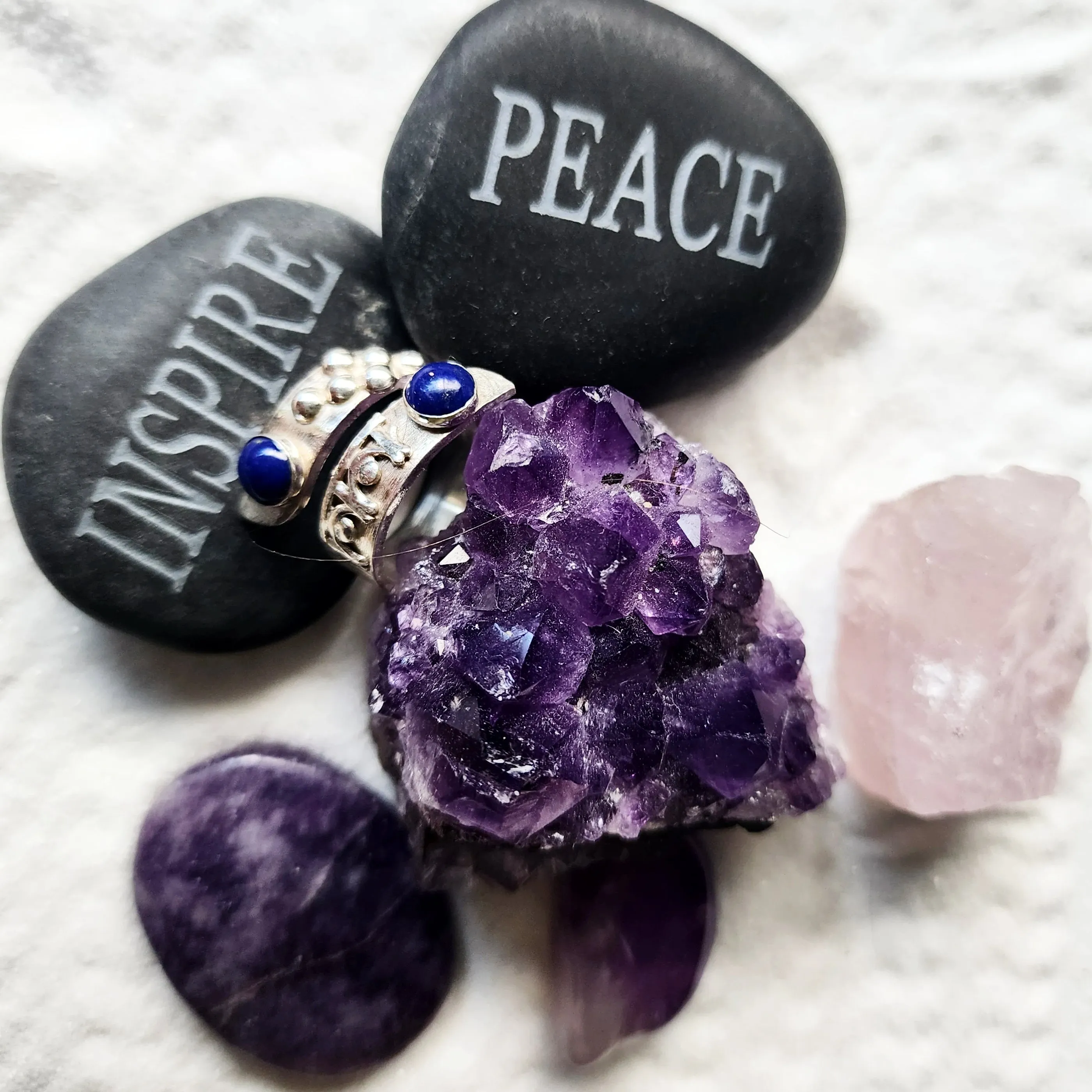 Handmade Sterling Silver Bypass Ring with Lapis Lazuli Cabochon | Boho Jewelry