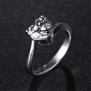 Heart Cut Moissanite Diamond Engagement Ring, White Gold Unique Ring, Dainty Diamond Wedding ring, Anniversary Gift Rings