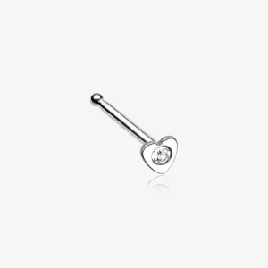 Heart Icon Sparkle Nose Stud Ring