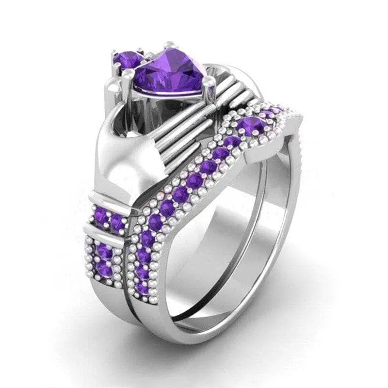 Heart-shaped Purple Diamond Love Ring