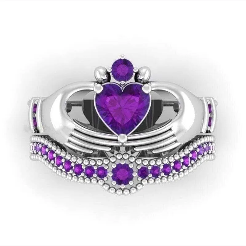 Heart-shaped Purple Diamond Love Ring