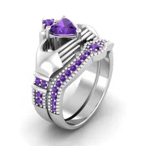 Heart-shaped Purple Diamond Love Ring