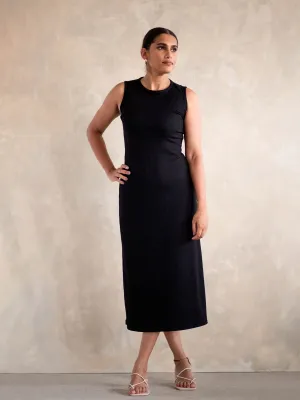 High Neck Ribbed Midi Dress