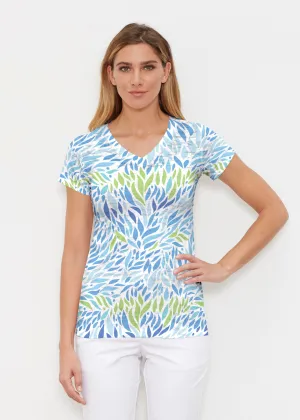 Hotsy Totsy Blue (8143) ~ Signature Cap Sleeve V-Neck Shirt