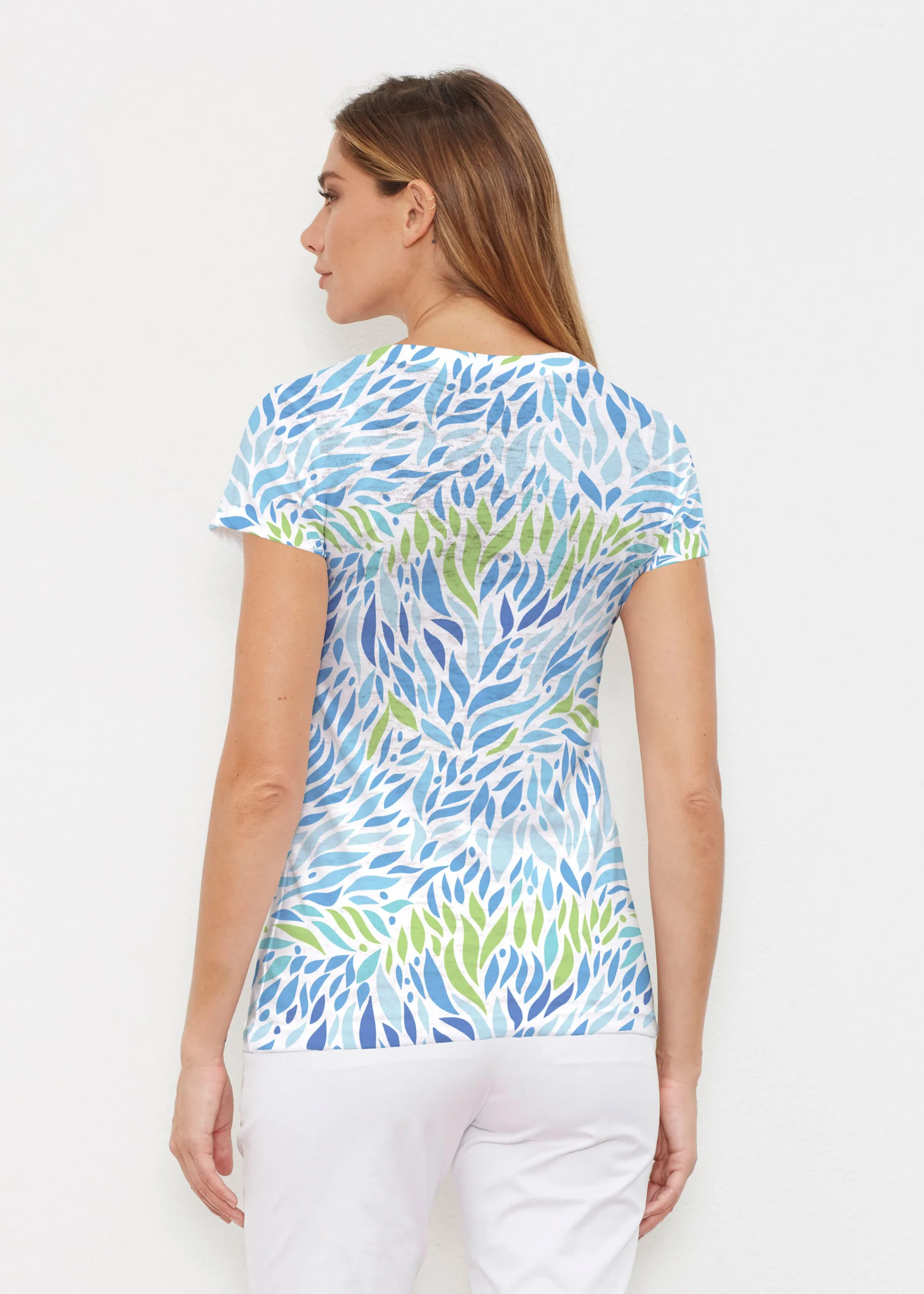 Hotsy Totsy Blue (8143) ~ Signature Cap Sleeve V-Neck Shirt