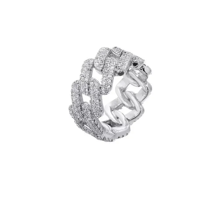 Iced Out Chain Ring | Eternity Ring | Mens Iced Out Ring | Cuban Link Chain Ring | Mens Eternity Ring | Womens Eternity Ring | Iced Out Ring