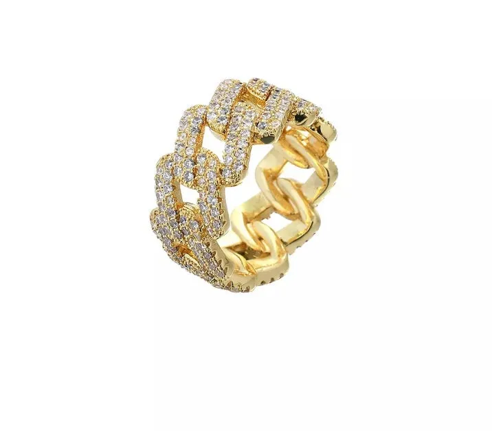 Iced Out Chain Ring | Eternity Ring | Mens Iced Out Ring | Cuban Link Chain Ring | Mens Eternity Ring | Womens Eternity Ring | Iced Out Ring