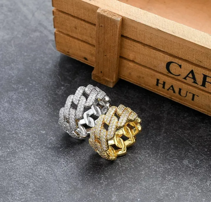 Iced Out Chain Ring | Eternity Ring | Mens Iced Out Ring | Cuban Link Chain Ring | Mens Eternity Ring | Womens Eternity Ring | Iced Out Ring