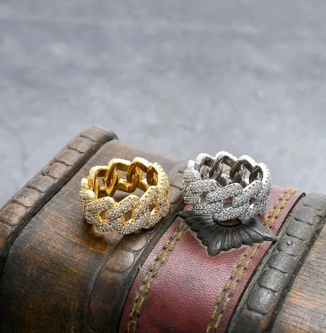 Iced Out Chain Ring | Eternity Ring | Mens Iced Out Ring | Cuban Link Chain Ring | Mens Eternity Ring | Womens Eternity Ring | Iced Out Ring