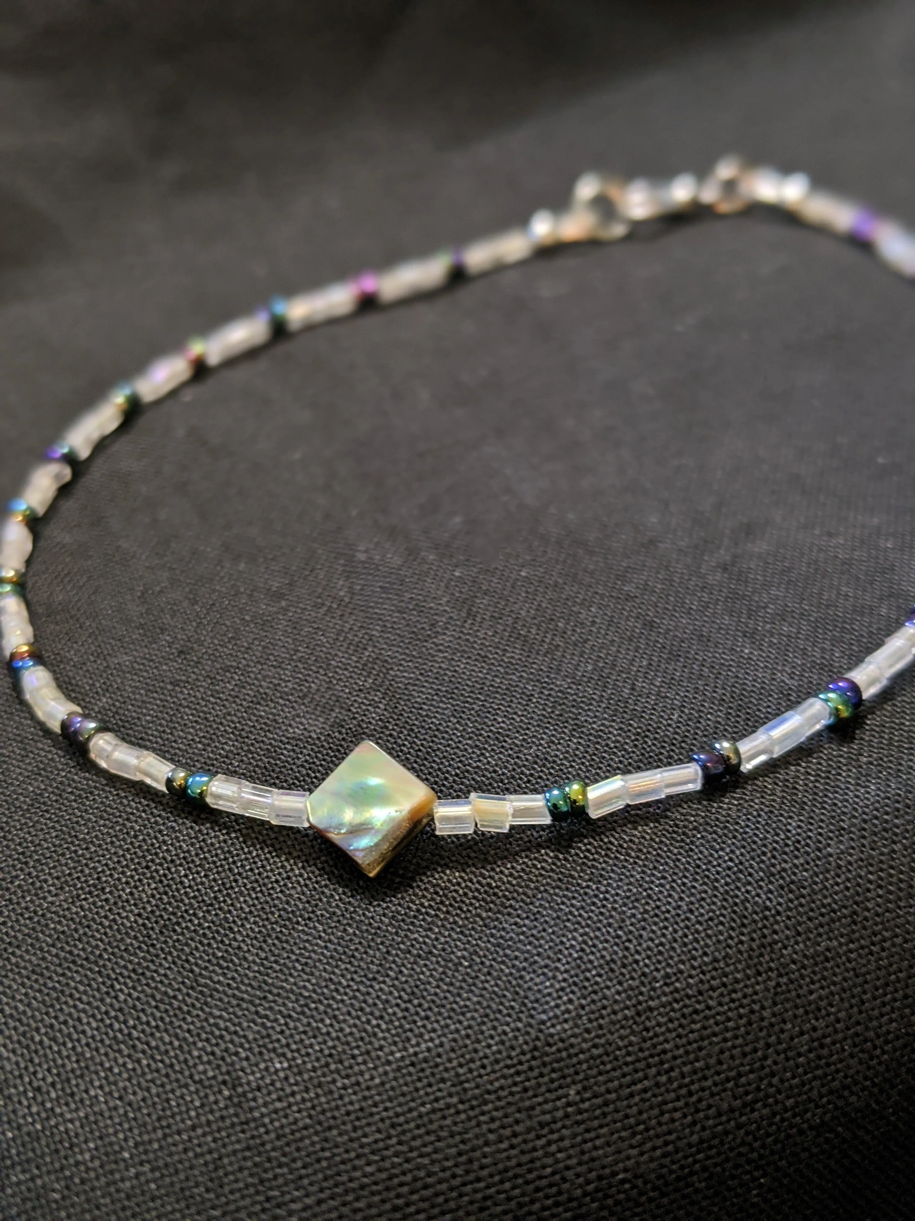 Iridescent Purple & Abalone Anklet