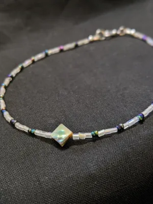 Iridescent Purple & Abalone Anklet