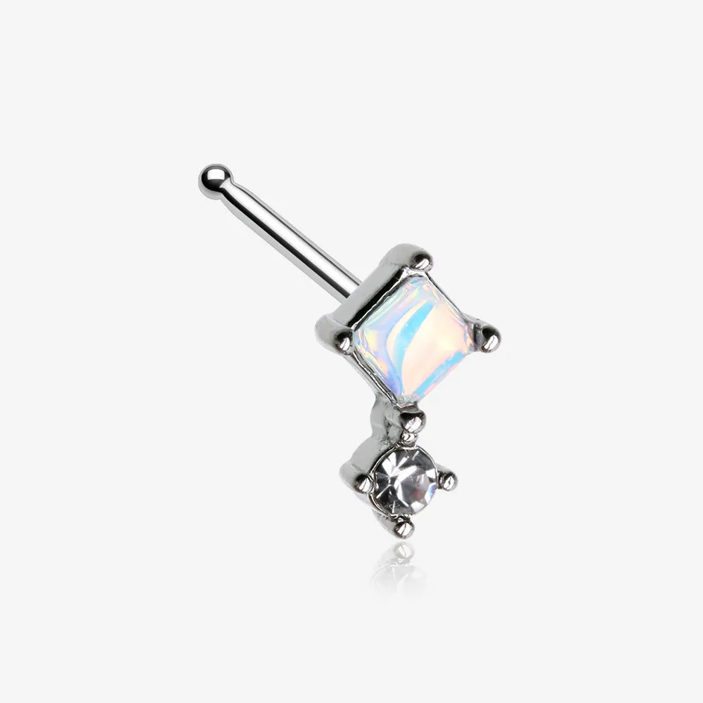Iridescent Revo Sparkle Diamant Drop Nose Stud Ring