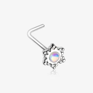 Iridescent Snowflake Sparkle L-Shaped Nose Ring