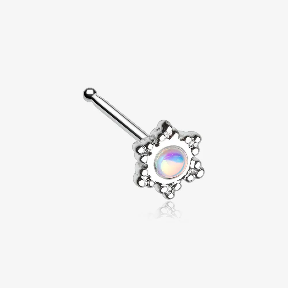 Iridescent Snowflake Sparkle Nose Stud Ring