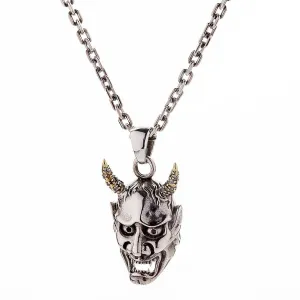 Japanese Hannya mask devil gothic skull pendant necklace