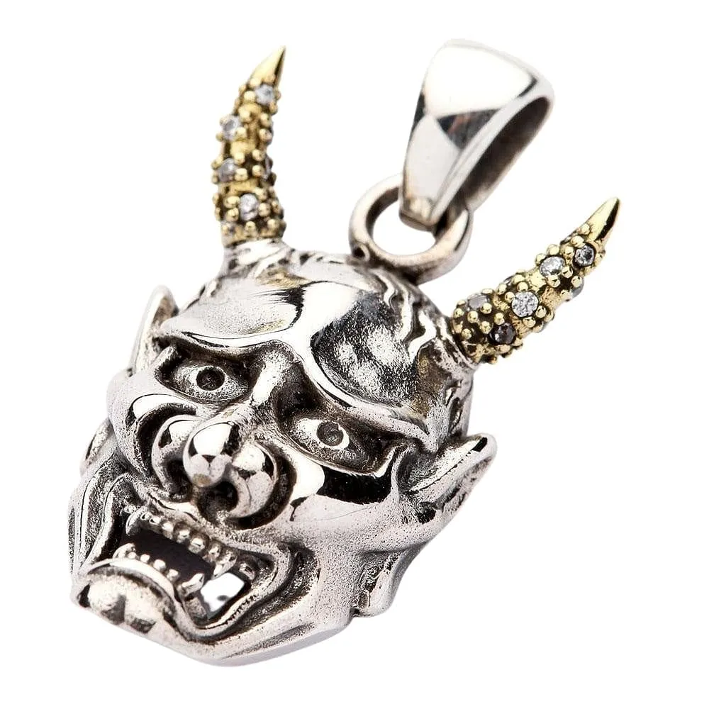 Japanese Hannya mask devil gothic skull pendant necklace