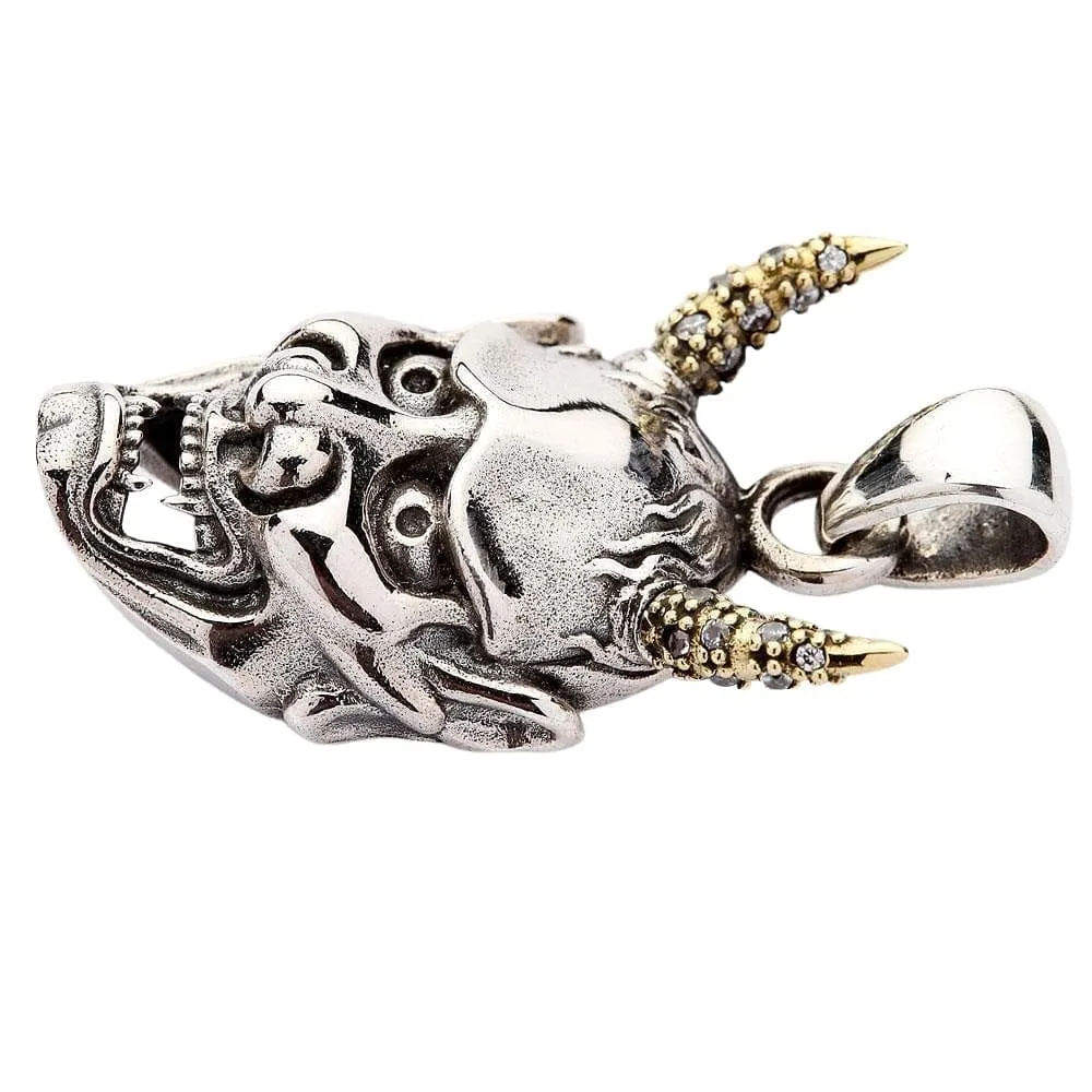 Japanese Hannya mask devil gothic skull pendant necklace