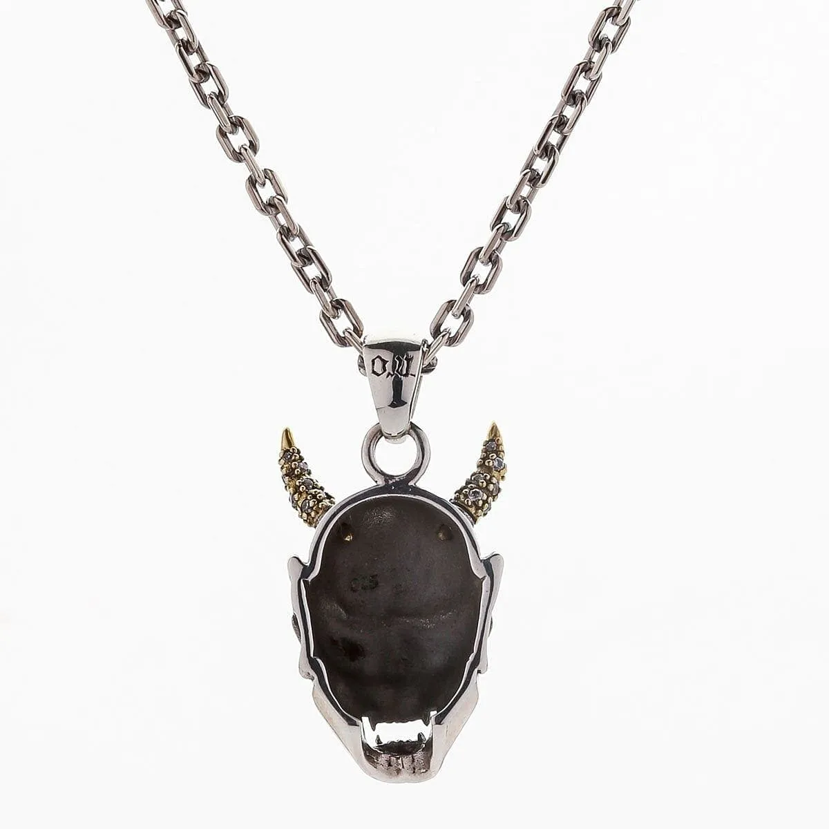 Japanese Hannya mask devil gothic skull pendant necklace