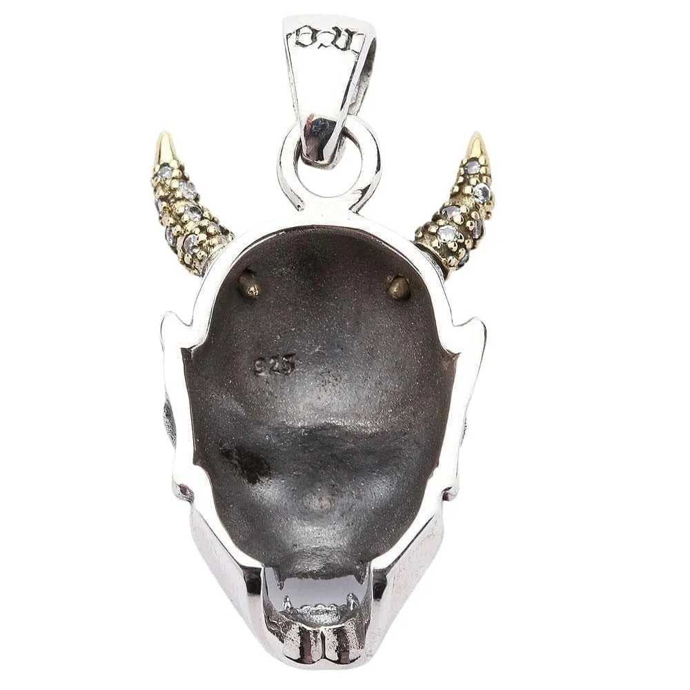 Japanese Hannya mask devil gothic skull pendant necklace