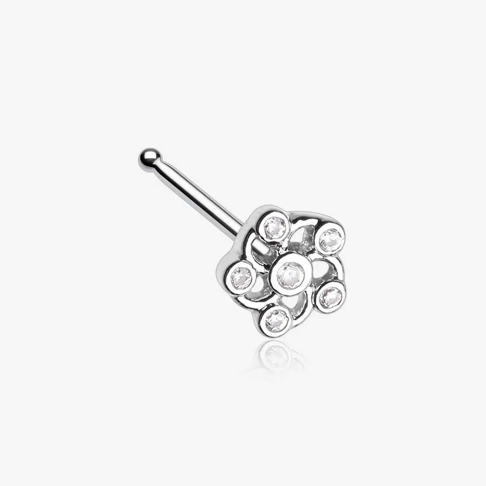 Jasmine Flower Sparkle Nose Stud Ring