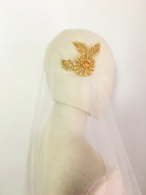 Juliet Cap Veil, Vintage Wedding Veil, Cap Wedding Veil with Beaded Lace